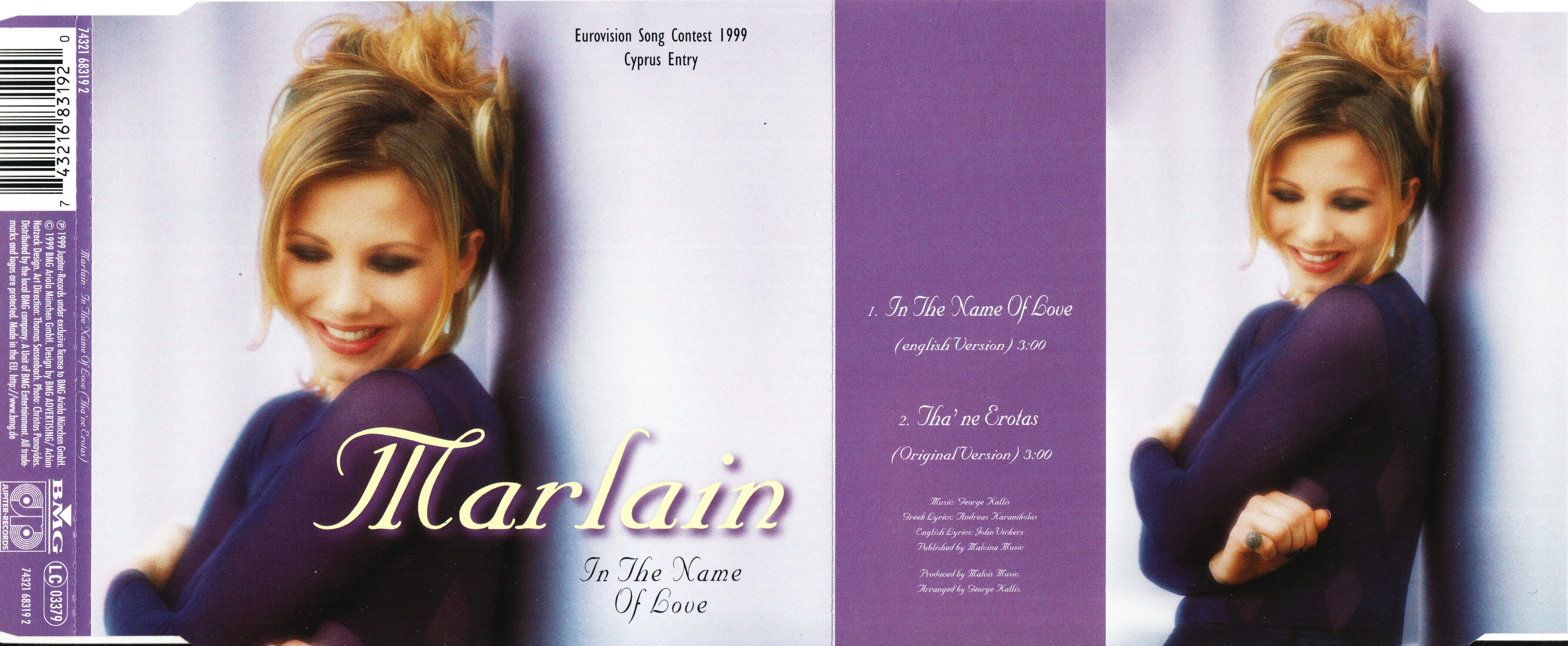 Eurovision Song Contest 1999; Marlain  In The Name Of Love : Front + Inlay